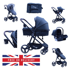 Tiny Trails T500 3-in-1 Baby Stroller Travel System– Car Seat & Bassinet - Grey