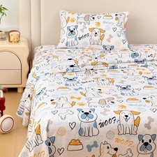 Kids Twin Sheet Set Cute Dogs, 3 Pieces Sheets for Boys  Girls, Soft Printed...