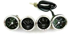 Smith Black Chrome Volt Gauge Mechanical Oil Temp Gauge Fuel Gauge Kit Replica