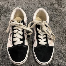 Vans Old Skool Checkerboard Skate Shoes With Pink Butterfly  s - Size 2