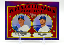 Nate Pearson Tom Hatch 2021 Topps Heritage #301 RC Purple Refractor Blue Jays NM