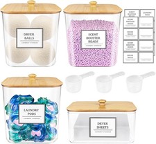 Laundry Pods Storage Container, Clear Clear/Transparent with wooden Lid