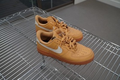 Nike Air Force 1 Low Top Men's Lace Up Sneakers Brown/Mustard & Cream