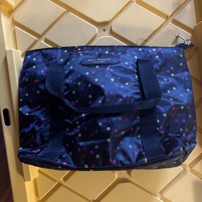 Isaac Mizrahi Insulated Tote Handle Food Storage Lunch Bag In Navy Polka dot