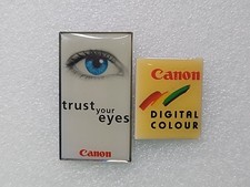 Vintage Canon Digital Colour & Trust Your Eyes Promo Pin Set Camera Photography