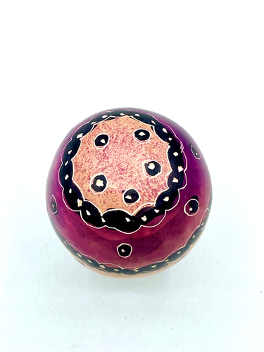 Carved Painted Stone Egg African Folk Art - Purple Tan & Black - 3" EUC  - Picture 5 of 5