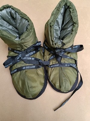 40 below Lamilite Insulation Camp Booties Made In USA Size XL Green Tenting