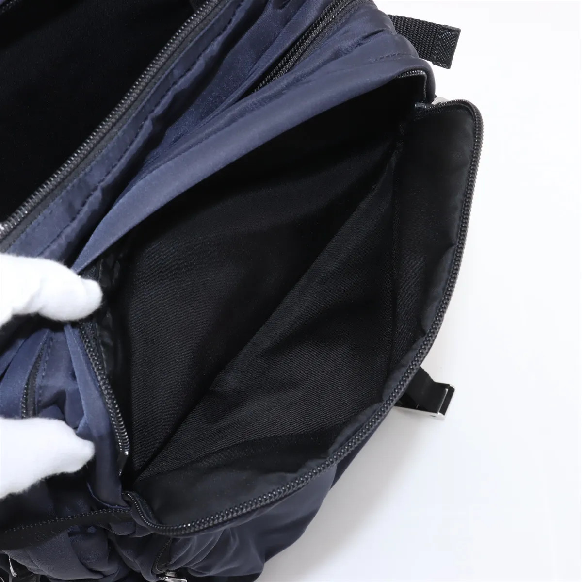 Prada Tessuto nylon x leather Backpack navy x black thumbnail 8