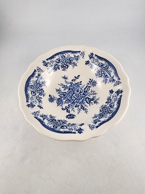 Blue Carnation Ironstone Round Vegetable Serving Bowl 9.5'' Japan Sears Vtg