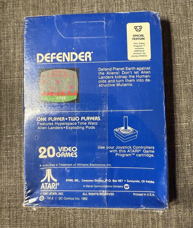 Atari 1982 Defender NEW SEALED Video Game W/Comic Book Vol 1 NIB Blue Box CX2609 - Image 2 of 3