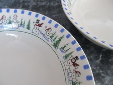 LIBBEY SNOWMAN TWO CEREAL SOUP BOWLS NEW FOR CHRISTMAS