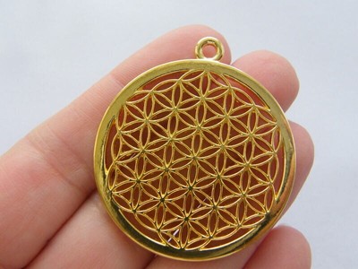 1 Blume des Lebens Charms Goldton M19