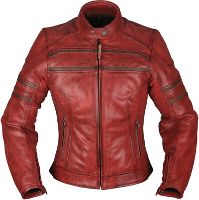 MODEKA Damen Lederjacke IONA LADY rot Motorrad Stretch Thermo Protektoren Gr. 42