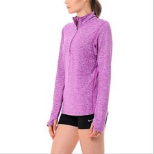 Nike Cosmic Purple Heather/Metallic Silver Dri-Fit Element 1/2 Zip LS Top Sz M