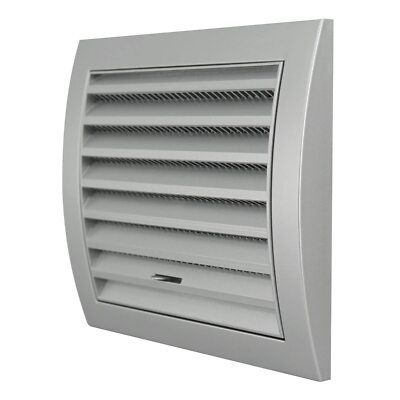 Lüftungsgitter silber 150 mm x 150 mm mit Einbaurahmen & Rollladenkanal flach