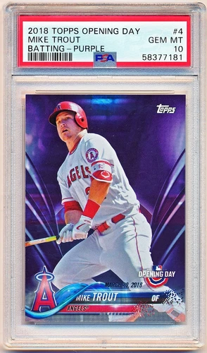2018 Topps Opening Day Mike Trout Purple #4 PSA 10 - POP 11