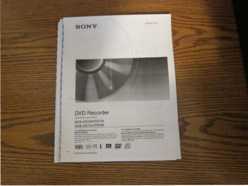 Sony RDR-HX520 RDR-HX720  RDR-HX722 RDR-HX920 operating instructions - Picture 1 of 1