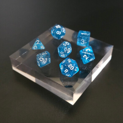 Full Set of Dice - Diamond Dust Blue - D4 through D20 - Dungeons & Dragons D&D