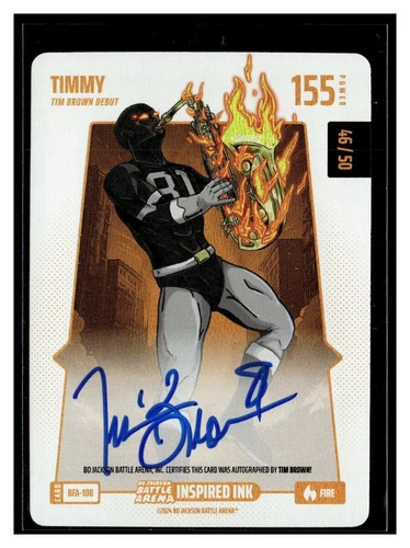 Bo Jackson Battle Arena Timmy Fire Auto /50 Tim Brown Raiders