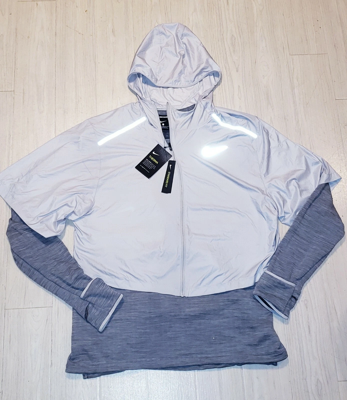 Nike $150 Men's Size L Therma Fit Repel 2-in-1 Packable Running Top Jacket