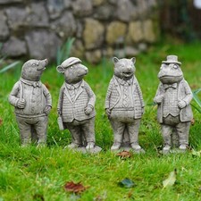 Set 4 Wind in the Willows Stone Statues | Mole Mouse Badger Toad Garden Ornament