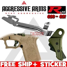 AGGRESSIVE ARMS OD GREEN BILLET ALUMINUM TRIGGER & POLISHED BAR GLOCK 20 21