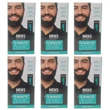 6 Pack - Men's Select 5 Minute Mustache & Beard Black Brush-in Facial Hair Dye
