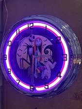 Nightmare Before Christmas Sign Single Neon Clock Home Bar Decor
