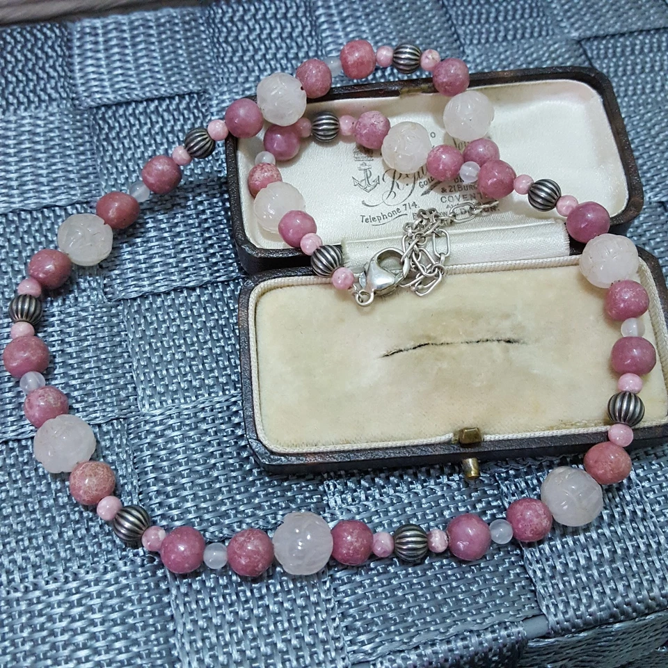 Collar Carolyn Pollack Plata de Ley 925, Rodocrosita Rosa y Cuarzo Rosa Foto 4 de 4