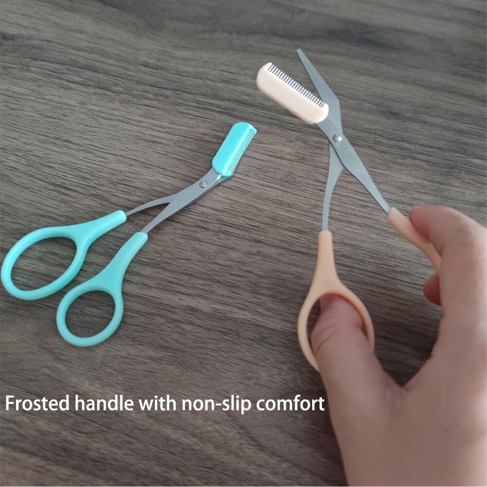 2Pcs Eyebrow Trimmer Scissors Men Women Eyebrow Clippers Comb Head Detachable...