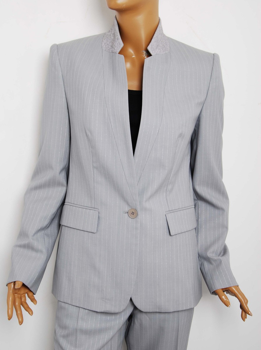 スーツ STELLA MCCARTNEY Women Suit Jackets 6501233EJ7902425 Grey Stella McCartney Women Gray Pant 100% Wool Striped Suit