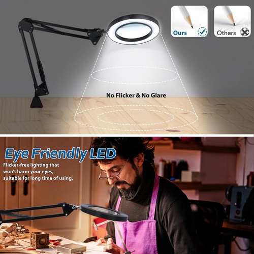 72 LED Lupe mit Licht und Ständer 10 stufenlos dimmbare LED-Schreibtischlampe - Bild 4 von 20