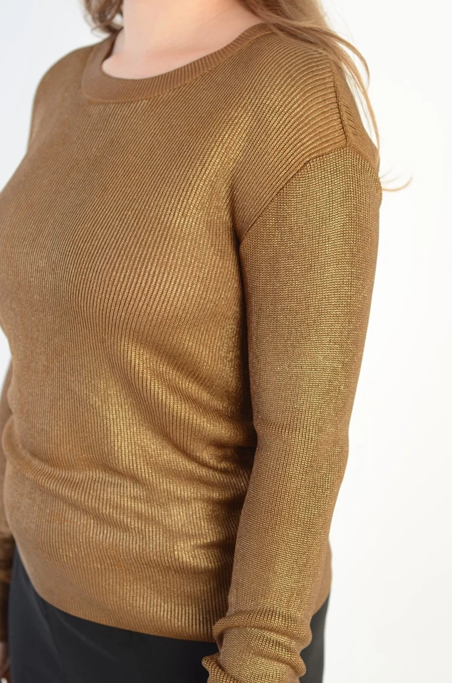 Suéter Jersey Gucci Lujo Para Mujer Dorado Viscosa Encerado Tejido Talla S Hecho en Italia Foto 4 de 4