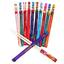 10 Pairs Assorted Beautiful Design Chinese Natural Wooden Chopsticks US Seller