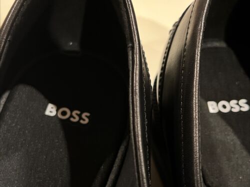 Mocasines de cuero liso negros Hugo Boss Tayil. Sin cordones. Hombre Talla 9.5. ¡Nuevo! - Imagen 5 de 9