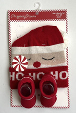 Stepping Stones Christmas Baby Hat  Booties Ho-Ho-Ho Size 0-6 M NEW