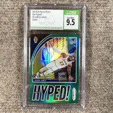 2019-20 Panini Prizm LeBron James Card #2 Green Get Hyped Lakers Gem Mint 10