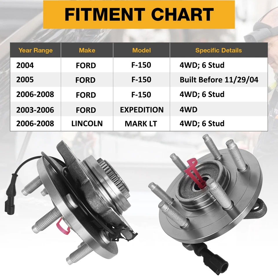 2x Front Wheel Hub Bearings for 2000-2006 Ford Expedition Lincoln Navigator 4WD - Image 4 of 4