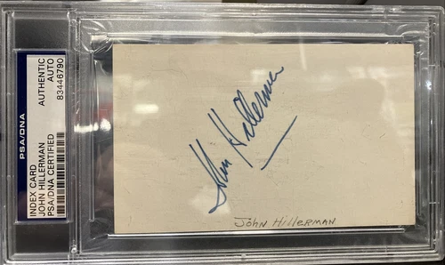 John Hillerman Signed PSA/DNA Index Card Magnum, P.I. Actor Autograph Higgins