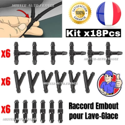 CONNECTEUR RACCORD LAVE GLACE TUYAU POUR DURITE GICLEUR BUSE KIT DE 18 PIECES + - Photo 1/4