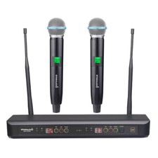 2CH Wireless Microphone System UHF Handheld Karaoke Dynamic Microphone Audio Mic