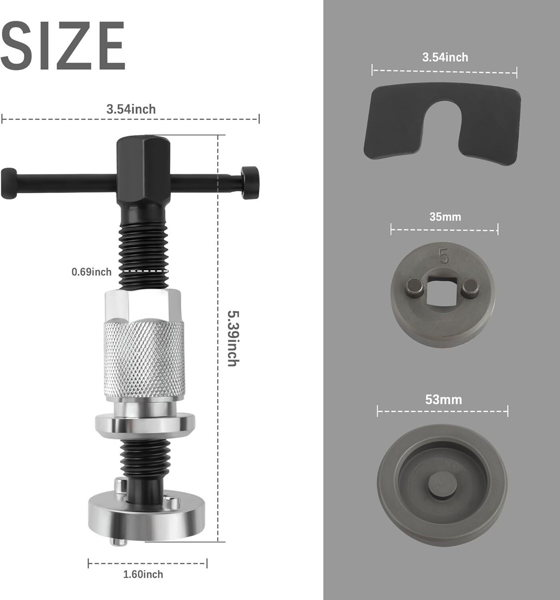 5PCS Brake Caliper Compression Tool Set,Chrome-Plated Steel