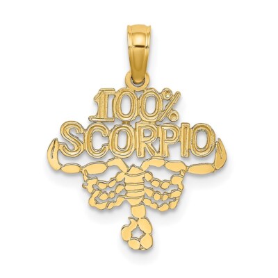 14k Yellow Gold 100% SCORPIO Zodiac Charm Pendant Perfect Gift for Her