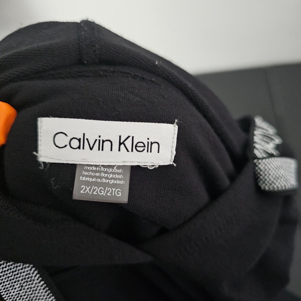 Calvin Klein Hoodie Dress Womens Size 2X Black Short Sleeve Embellished