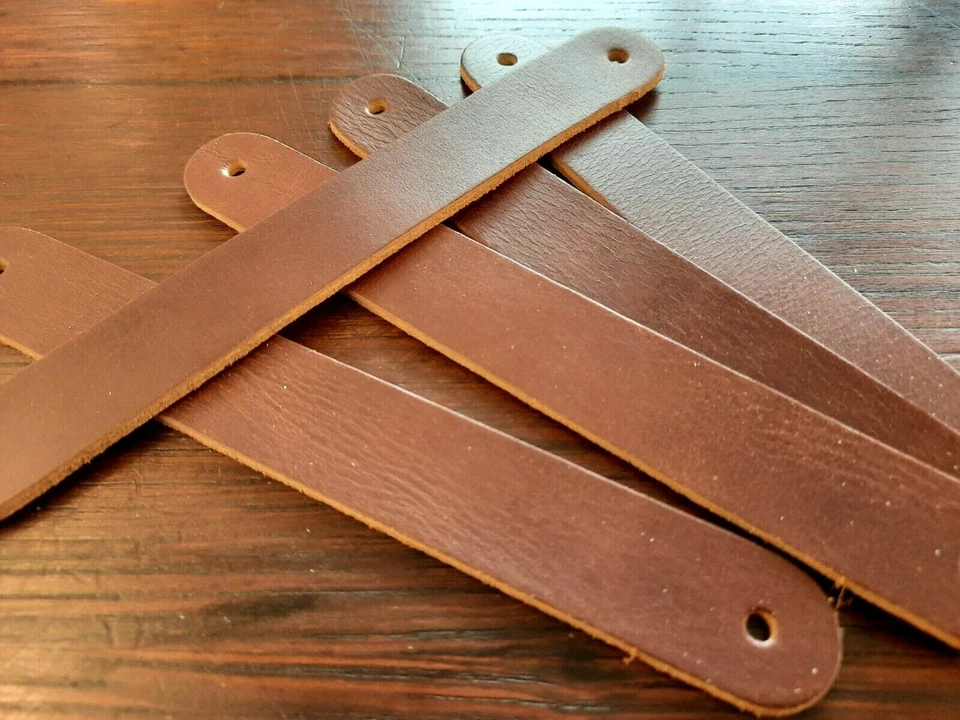 Leather DARK BROWN handle hole centres 178mm handle 25mm wide - Image 2 of 2