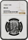 1968-D  KENNEDY  US Half Dollar,   MS65 by NGC,   a SUPERB looking coin!!!!