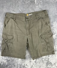 Carhartt Shorts Mens 40 Gray Rugged Flex Relaxed Fit Canvas Cargo Work Short