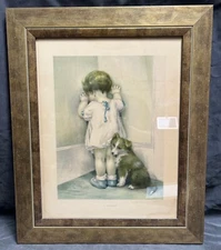 Vintage Bessie Pease Gutmann & Gutmann Art Print "In Disgrace" Framed (D)