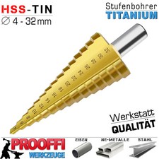 HSS Stufenbohrer Schälbohrer Konus Kegel Bohrer Metall Fräser TITANIUM Ø 4-32 mm