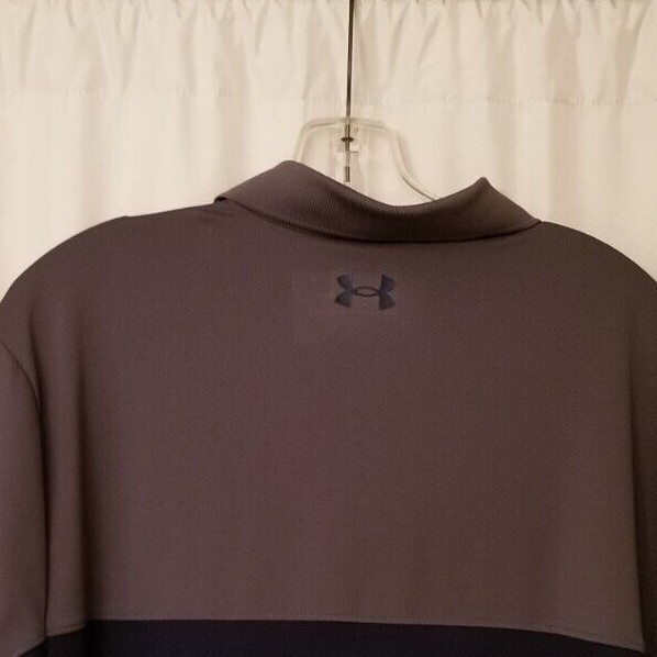 Under Armour Men's Performance Polo Gray Navy Golf Tennis Pickleball Size Large thumbnail 5